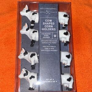 Williams Sonoma Black and White Cow Corn Holders